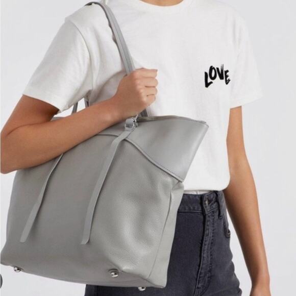 Rebecca Minkoff Signature Leather Perla Gray Tote Bag - Picture 10 of 11